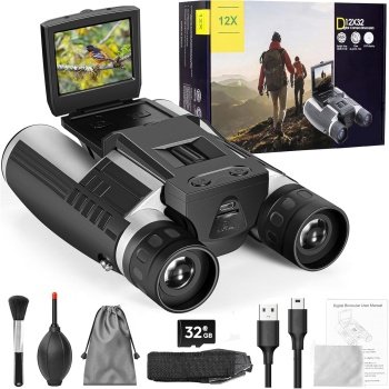 Binoculars Camera for Adults, 2.4" 48MP Pictures 2.5K Videos Camera 12X Optical