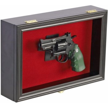 Single Handgun Pistol Revolver Gun Display Case Wall Mount Lockable Red Felt