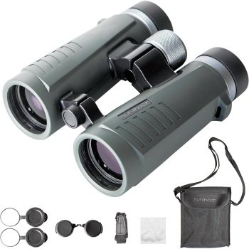 High Power 10x42 Binoculars for Adults, Rubber Armor Full-Size with Metal Center